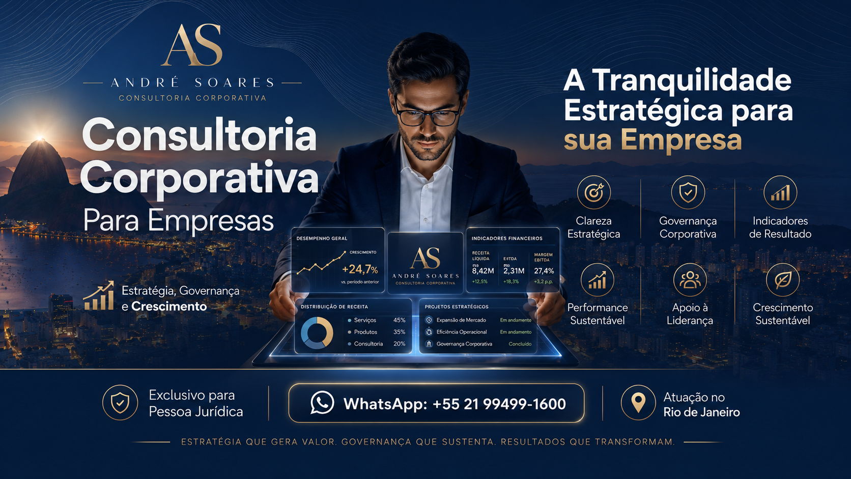 Criativo premium de consultoria corporativa André Soares